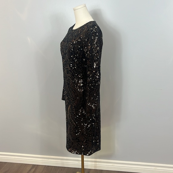 Aqua Black Dress with all over Gold Tone Sequins - Picture 9 of 17